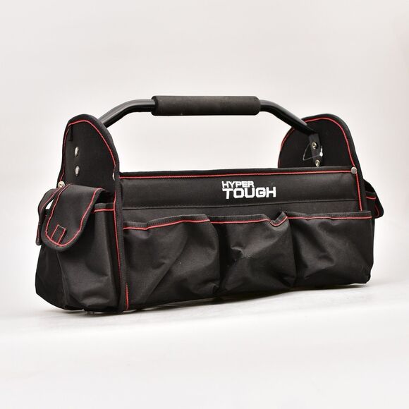 HYPER TOUGH 16-INCH OPEN TOP TOOL TOTE STURDY FRAME HOLDS BAG OPEN - Picture 1 of 11